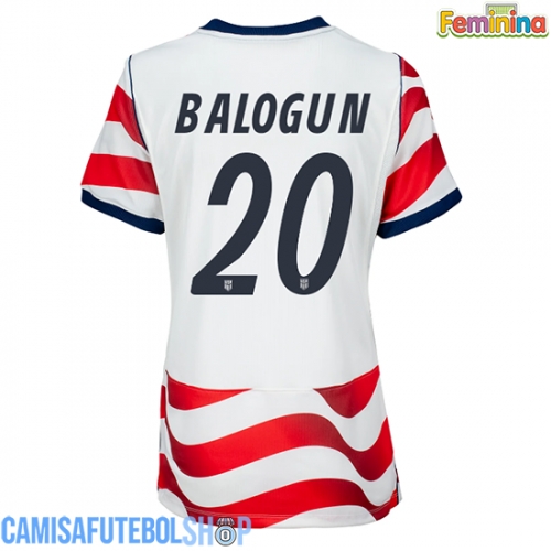 Camisa de time de futebol Estados Unidos Folarin Balogun #20 Replicas 1º Equipamento Feminina Mundo 2026 Manga Curta